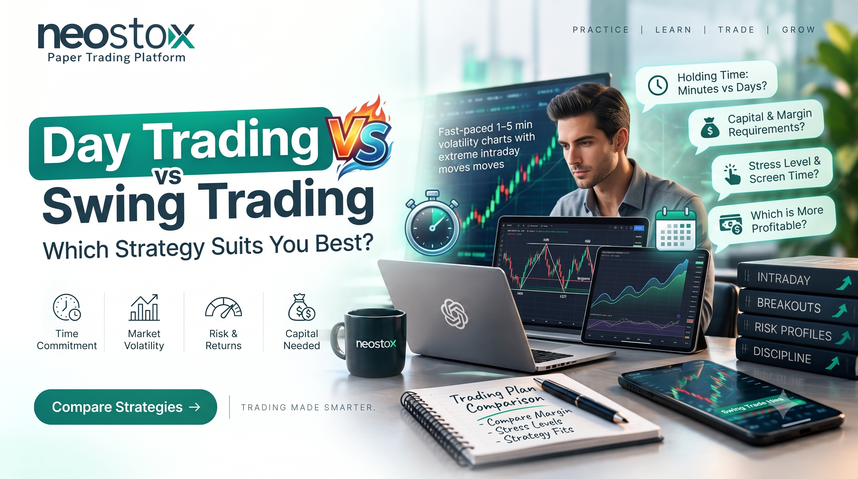 Swing Trading vs Day Trading vs Position Trading vs Long-Term Investing: What's Actually Different