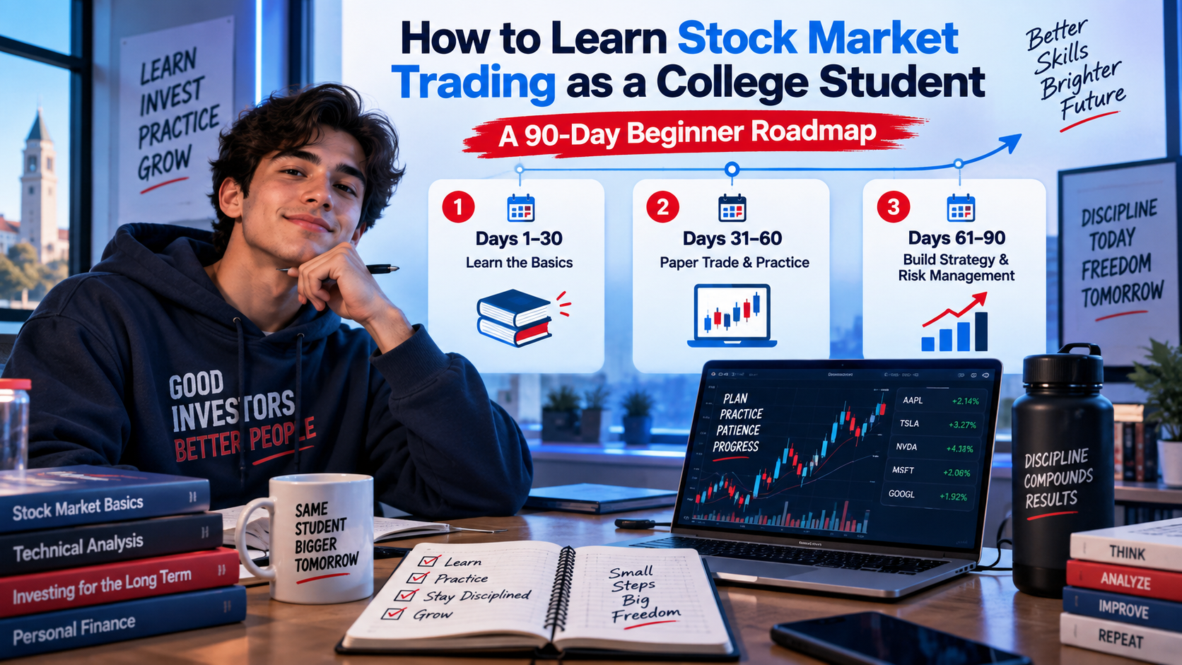 How to Learn Stock Market Trading as a College Student: A 90-Day Beginner Roadmap